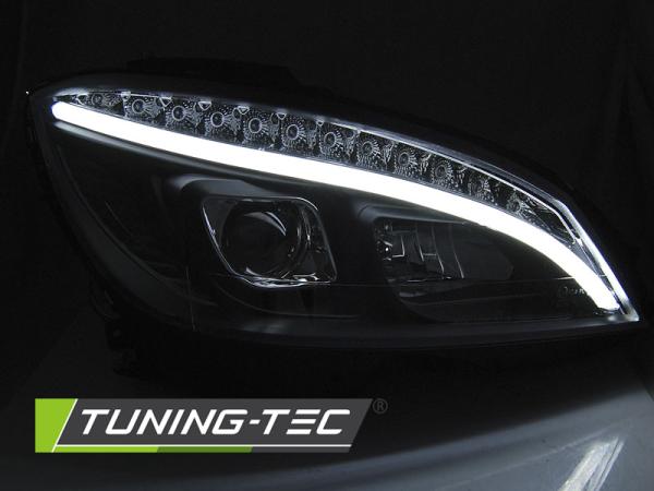 Scheinwerfer Tagfahrlicht Optik passend für Mercedes W204 Bj. 07-11 Schwarz LED Blinker