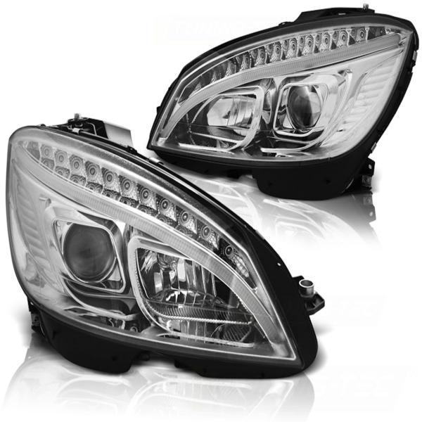 Scheinwerfer LED Tagfahrlicht Optik passend für Mercedes C-Klasse W204 07-10 Chrom LTI