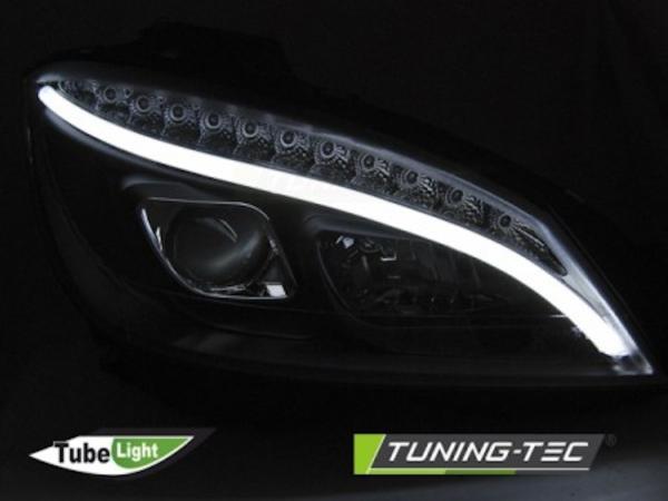 Scheinwerfer LED Tagfahrlicht Optik passend für Mercedes C-Klasse W204 07-10 Schwarz LTI
