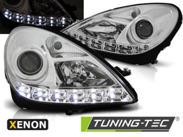 Xenon Scheinwerfer LED Tagfahrlicht Optik passend für Mercedes SLK R171 Bj. 04-11 Chrom