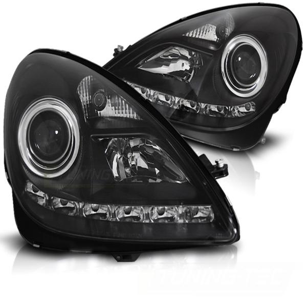 Xenon Scheinwerfer DRL LED Tagfahrlicht passend für Mercedes SLK R171 Bj. 04-11 Schwarz