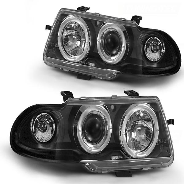Scheinwerfer Angel Eyes passend für Opel Astra F Bj. 91-94 Schwarz