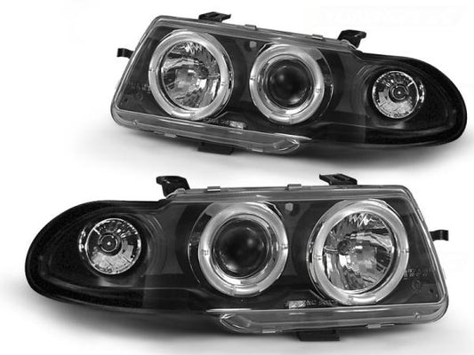Scheinwerfer Angel Eyes passend für Opel Astra F Bj. 91-94 Schwarz