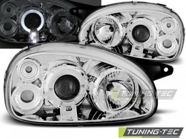 Scheinwerfer Angel Eyes passend für Opel Corsa B Bj. 93-00 Chrom