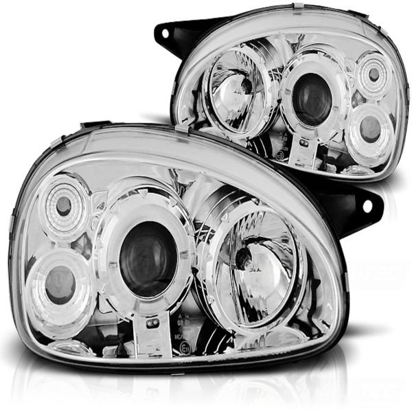 Scheinwerfer Angel Eyes passend für Opel Corsa B Bj. 93-00 Chrom