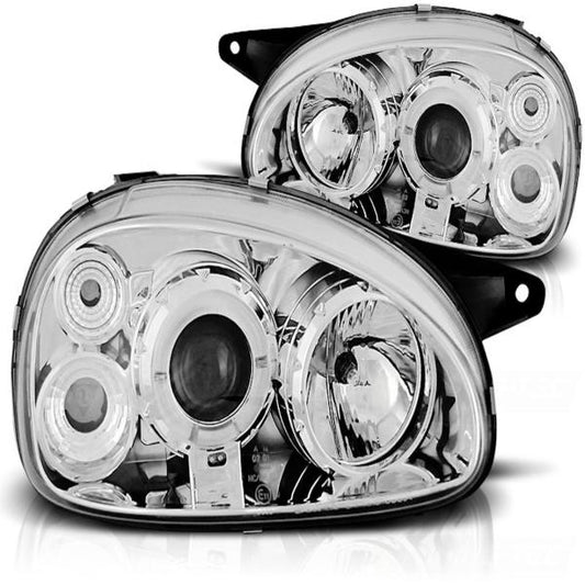 Scheinwerfer Angel Eyes passend für Opel Corsa B Bj. 93-00 Chrom