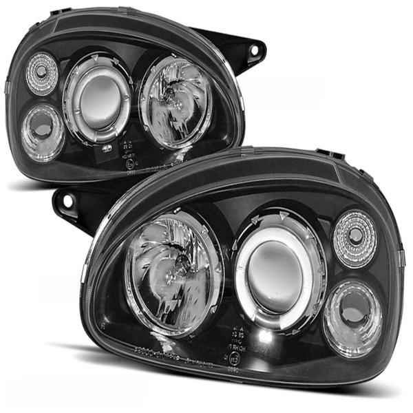 Scheinwerfer Angel Eyes passend für Opel Corsa B Bj. 93-00 Schwarz