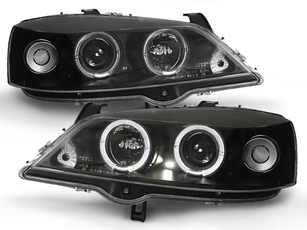 Scheinwerfer Angel Eyes passend für Opel Astra G Bj. 98-05 Schwarz