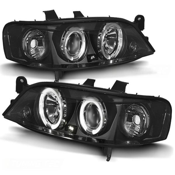Scheinwerfer Angel Eyes passend für Opel Vectra B Bj. 95-98 Schwarz