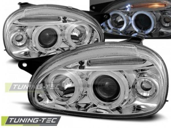 Scheinwerfer Angel Eyes passend für Opel Corsa B Bj. 93-00 Chrom