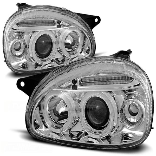 Scheinwerfer Angel Eyes passend für Opel Corsa B Bj. 93-00 Chrom