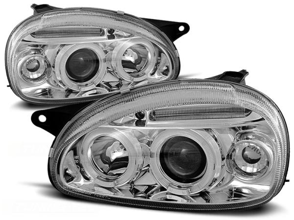 Scheinwerfer Angel Eyes passend für Opel Corsa B Bj. 93-00 Chrom