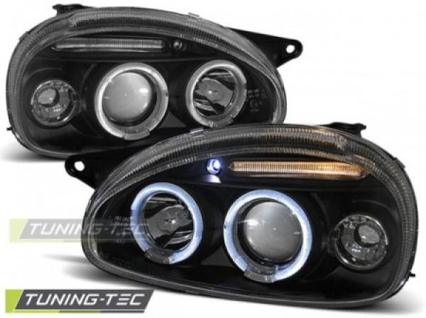 Scheinwerfer Angel Eyes passend für Opel Corsa B Bj. 93-00 Schwarz