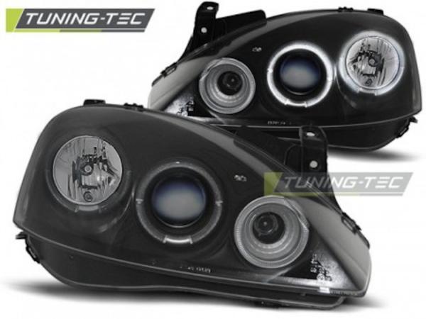 Scheinwerfer Angel Eyes passend für Opel Corsa C Bj. 00-06 Schwarz