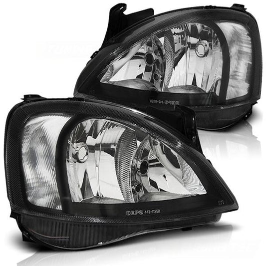 Scheinwerfer Klarglas passend für Opel Corsa C Bj. 00-06 Schwarz