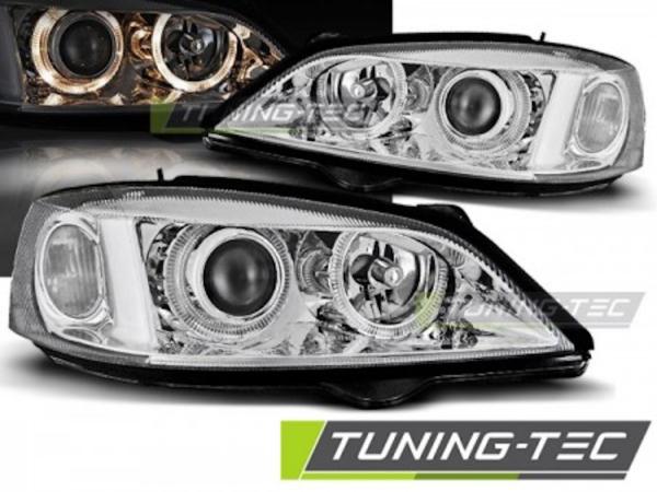 Scheinwerfer Angel Eyes passend für Opel Astra G Bj. 98-05 Chrom