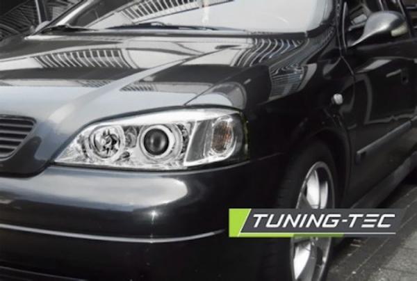 Scheinwerfer Angel Eyes passend für Opel Astra G Bj. 98-05 Chrom