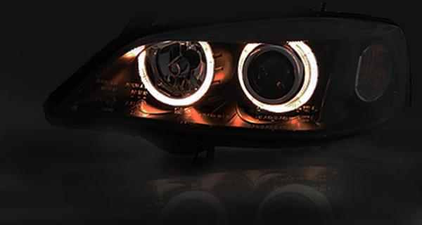 Scheinwerfer Angel Eyes passend für Opel Astra G Bj. 98-05 Schwarz