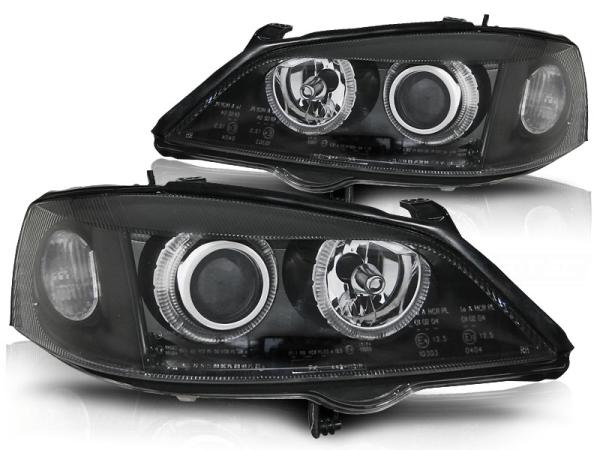 Scheinwerfer Angel Eyes passend für Opel Astra G Bj. 98-05 Schwarz