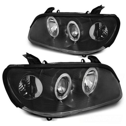 Scheinwerfer Angel Eyes passend für Opel Omega B Bj. 94-99 Schwarz