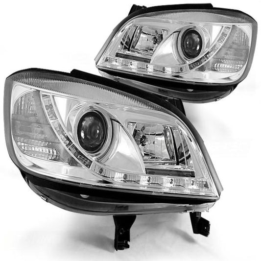 Scheinwerfer LED Tagfahrlicht Optik passend für Opel Zafira A Bj. 99-06 Chrom