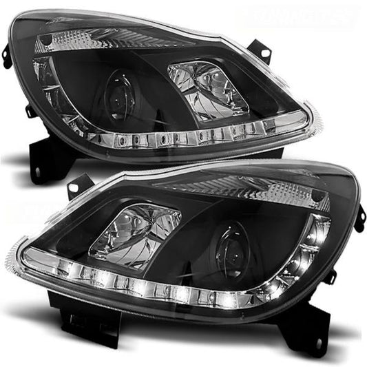 Scheinwerfer LED Tagfahrlicht Optik passend für Opel Corsa D Bj. 06-11 Schwarz