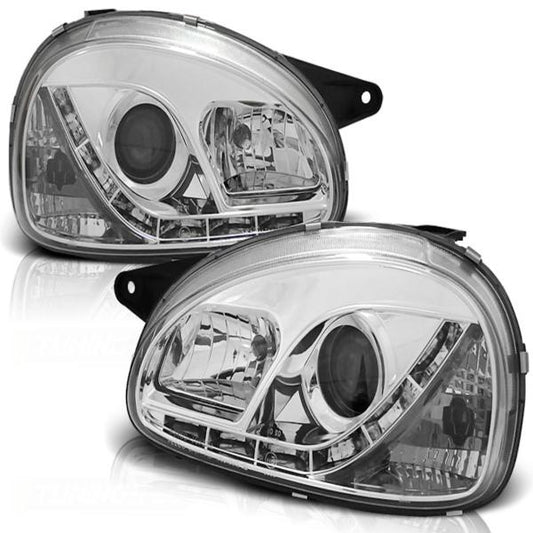 Scheinwerfer LED Tagfahrlicht passend für Opel Corsa B Bj. 93-00 Chrom