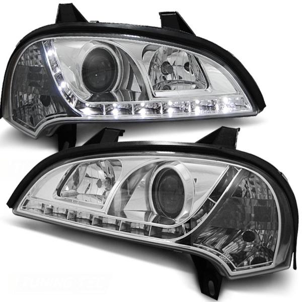Scheinwerfer LED Tagfahrlicht Optik passend für Opel Tigra A Bj. 94-00 Chrom