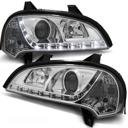 Scheinwerfer LED Tagfahrlicht Optik passend für Opel Tigra A Bj. 94-00 Chrom