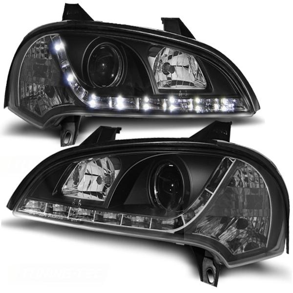 Scheinwerfer LED Tagfahrlicht Optik passend für Opel Tigra A Bj. 94-00 Schwarz