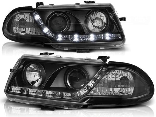 Scheinwerfer LED Tagfahrlicht Optik passend für Opel Astra F Bj. 91-94 Schwarz