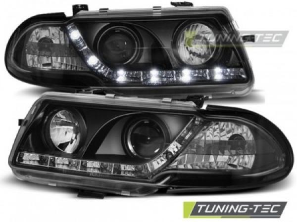 Scheinwerfer LED Tagfahrlicht Optik passend für Opel Astra F Bj. 94-98 Schwarz