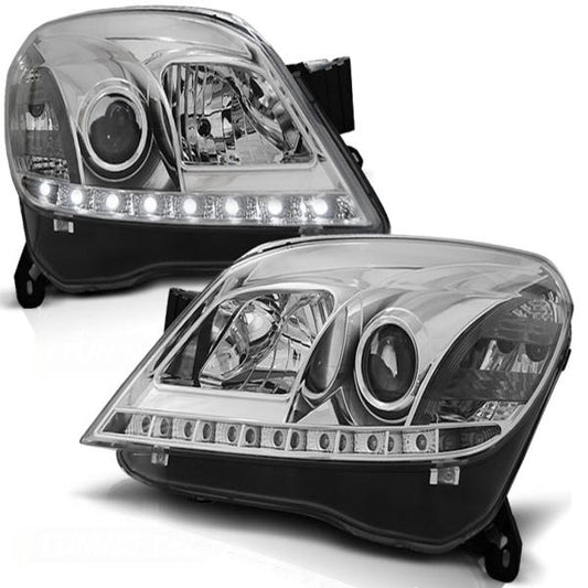 Scheinwerfer LED Tagfahrlicht Optik passend für Opel Astra H Bj. 04-09 Chrom