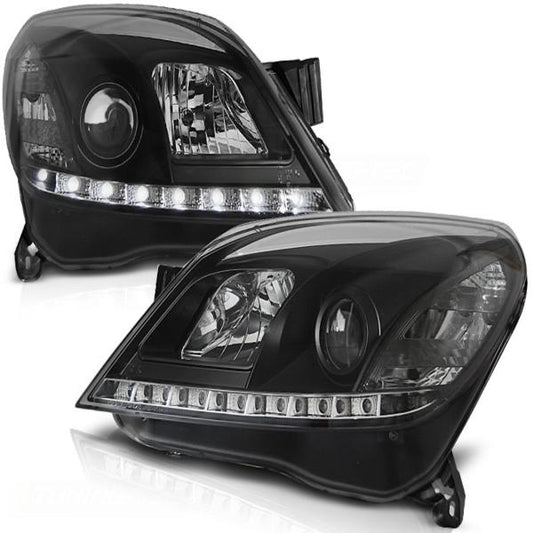 Scheinwerfer LED Tagfahrlicht Optik passend für Opel Astra H Bj. 04-09 Schwarz