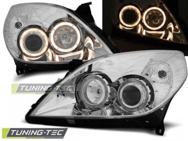 Scheinwerfer Angel Eyes passend für Opel Vectra C / Signum Facelift Bj. 05-08 Chrom