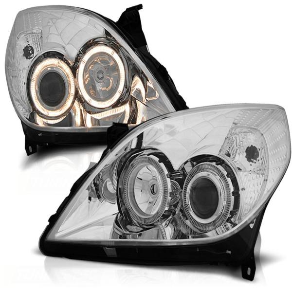 Scheinwerfer Angel Eyes passend für Opel Vectra C / Signum Facelift Bj. 05-08 Chrom