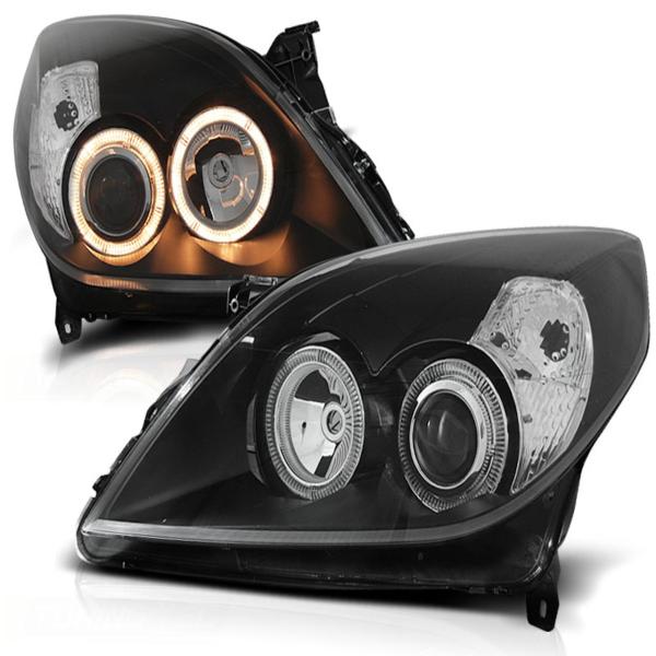 Scheinwerfer Angel Eyes passend für Opel Vectra C / Signum Facelift Bj. 05-08 Schwarz