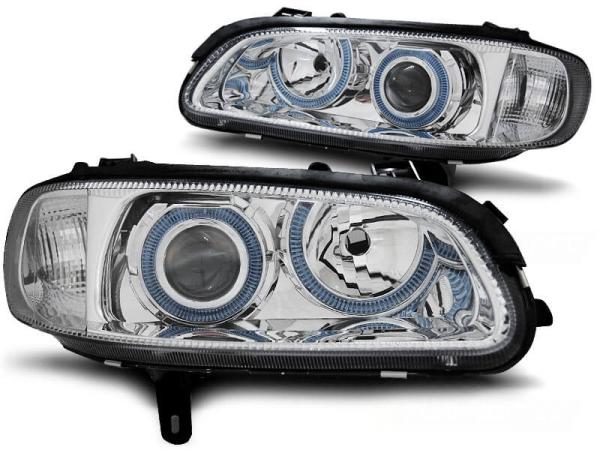 Scheinwerfer Angel Eyes passend für Opel Omega B Bj. 94-99 Chrom