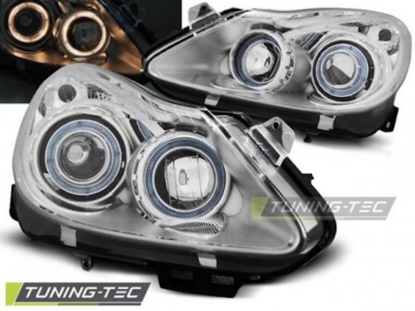Scheinwerfer Angel Eyes passend für Opel Corsa D Bj. 06-11 Chrom