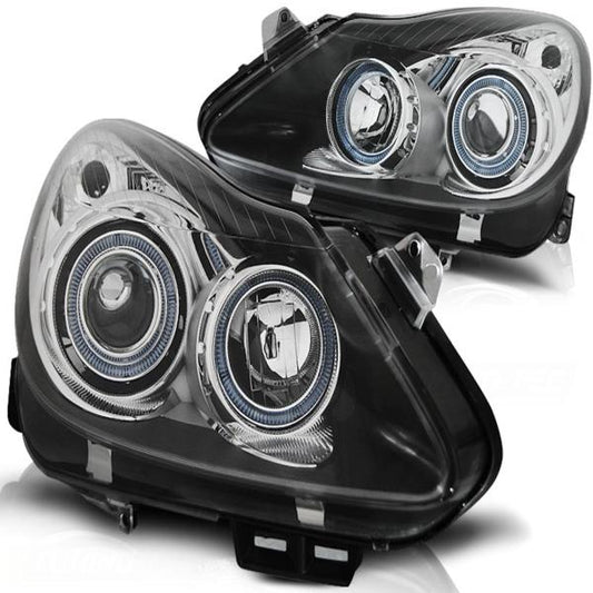 Scheinwerfer Angel Eyes passend für Opel Corsa D Bj. 06-11 Schwarz