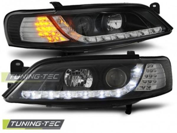 Scheinwerfer LED Tagfahrlicht Optik passend für Opel Vectra B 95-98 Schwarz LED Blinker