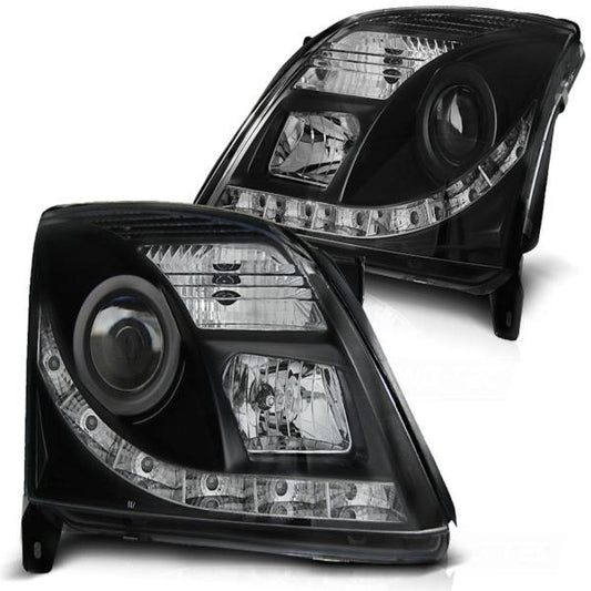 Scheinwerfer LED Tagfahrlicht Optik passend für Opel Vectra C / Signum Bj. 02-05 Schwarz