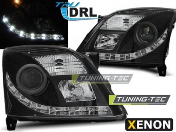 Xenon Scheinwerfer DRL LED Tagfahrlicht passend für Opel Vectra C / Signum 02-05 Schwarz