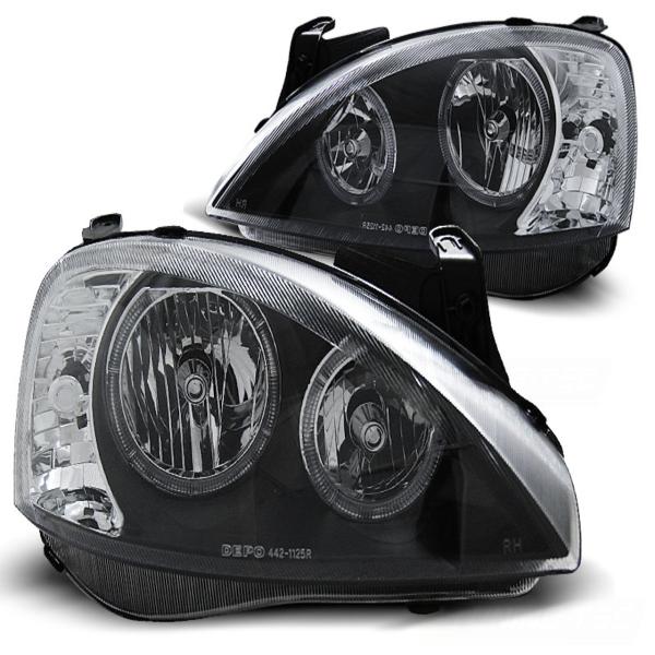 Scheinwerfer Angel Eyes passend für Opel Corsa C Bj. 00-06 Schwarz