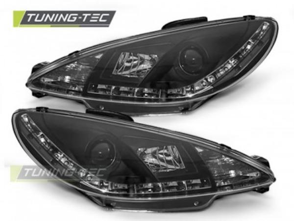 Scheinwerfer LED Tagfahrlicht Optik passend für Peugeot 206 Bj. 98-06 Schwarz