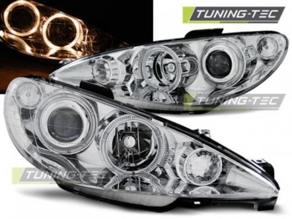 Scheinwerfer Angel Eyes passend für Peugeot 206 Bj. 98-06 Chrom