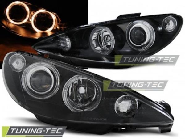 Scheinwerfer Angel Eyes passend für Peugeot 206 Bj. 98-06 Schwarz