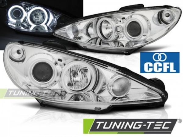Scheinwerfer CCFL Angel Eyes passend für Peugeot 206 Bj. 98-06 Chrom