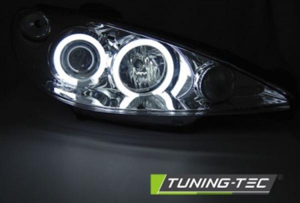 Scheinwerfer CCFL Angel Eyes passend für Peugeot 206 Bj. 98-06 Chrom