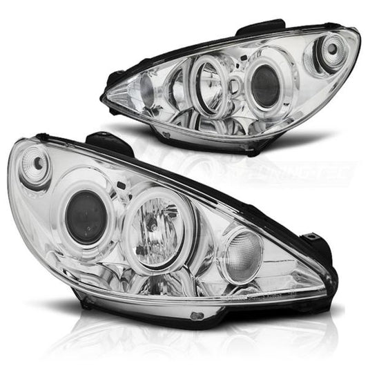 Scheinwerfer CCFL Angel Eyes passend für Peugeot 206 Bj. 98-06 Chrom